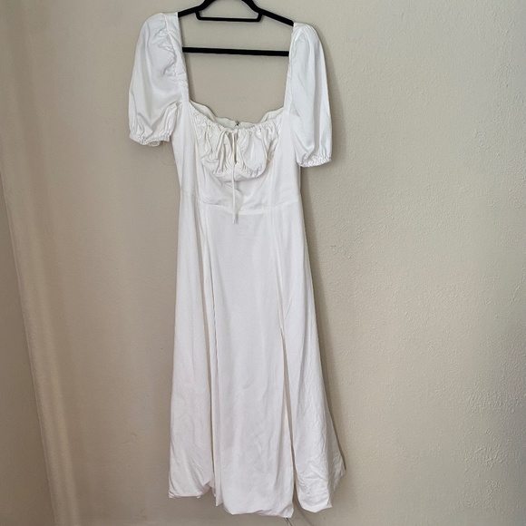 HOUSE OF CB 'Tallulah' White Puff Sleeve Midi Sundress /Size XL or L+ - Picture 4 of 14
